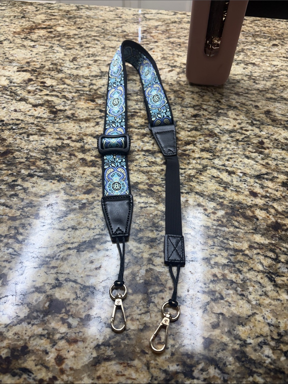 Adjustable Blue Patterned Camera/Bag Strap - Men Accessories